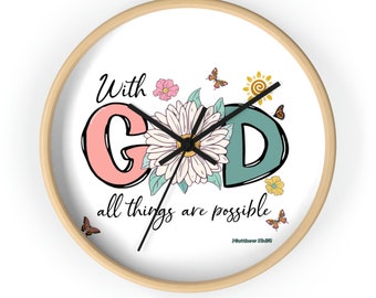 Bible Verse Wall Clock|With God Wall Clock,Inspiration wall clock,Matthew 17-20 clock,custom wall clock,custom kitchen clock,scripture clock
