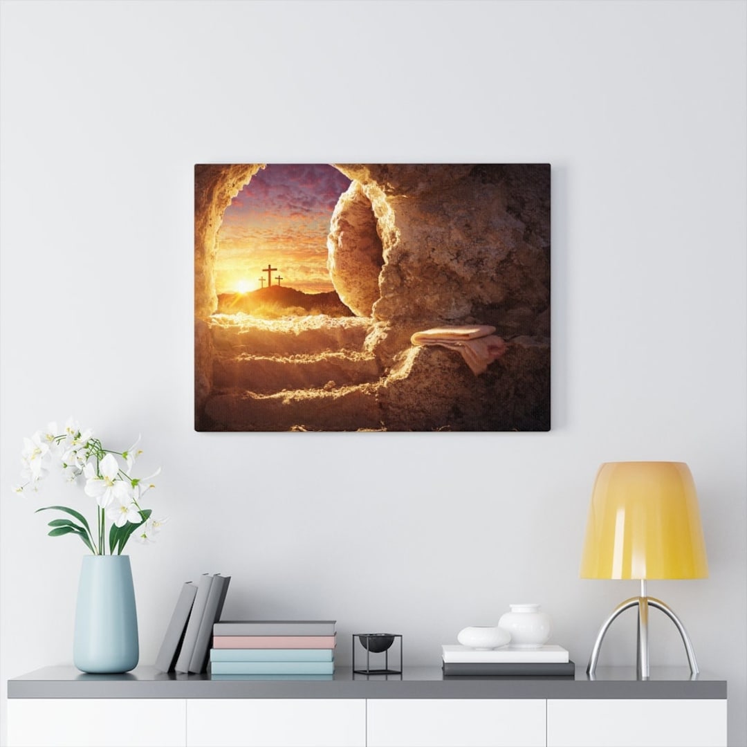 He is Risen Painting| Empty Tomb Canvas, Easter Art, Jesus Canvas ...