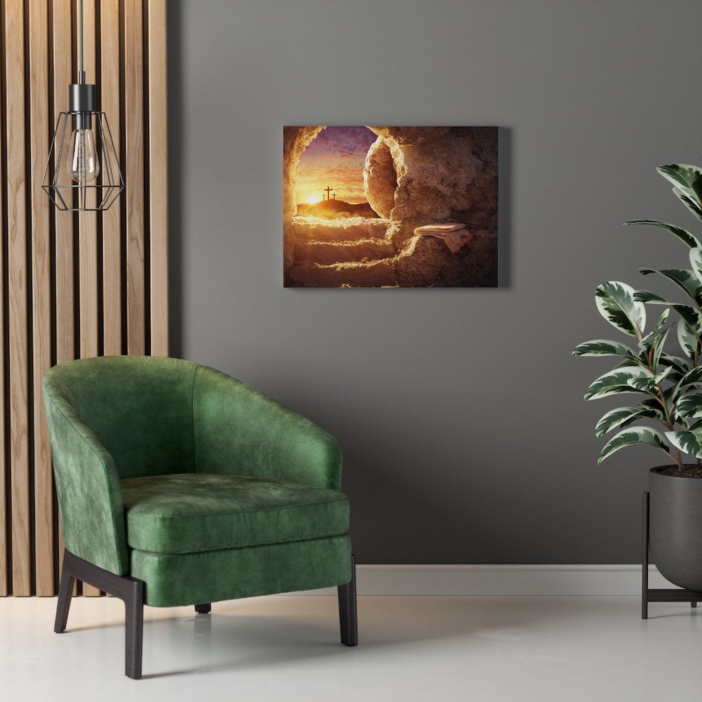 He is Risen Painting| Empty Tomb Canvas, Easter Art, Jesus Canvas ...