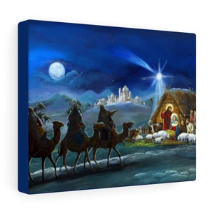 Jesus Nativity Art| Christmas Canvas, Jesus Birth Wall Art, Christian Faith Decor, Nativity Painting, Christmas Gift