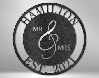 Mr. and Mrs. - Steel Sign| Wedding gift metal sign, 1st Anniversary gift, Great Housewarming gift