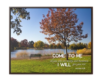 Bible Verse Canvas Wraps| Matthew 11:28 wall art, Christian Home decor that makes Beautiful Frames Wall Art Gifts