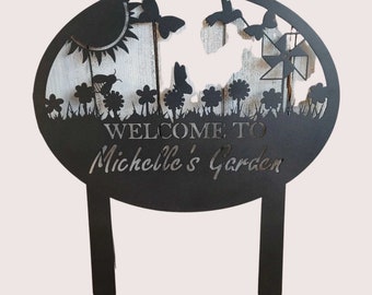 Letrero de metal para jardín, letrero de jardín personalizado, letrero de jardín personalizado en estaca, letrero de jardín de metal, regalo de Nana, regalos de jardín, decoración de jardinero