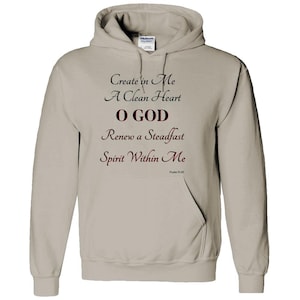 Felpa con cappuccio Christian Faith.  Salmi 51:10 ispirazione Swatshirt