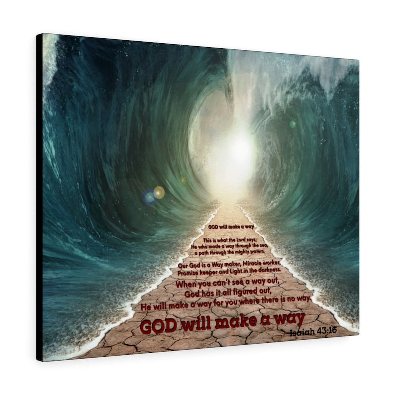 GOD Will Make A Way Canvas Scripture Wall Art, Jesus Home Decor, Bible Verse Art image 1