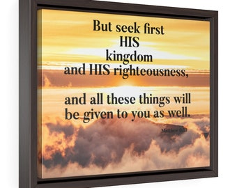 Scripture Wall Art Framed Premium Gallery Wrap Canvas -Matthew 6:33,Christian Home Decor