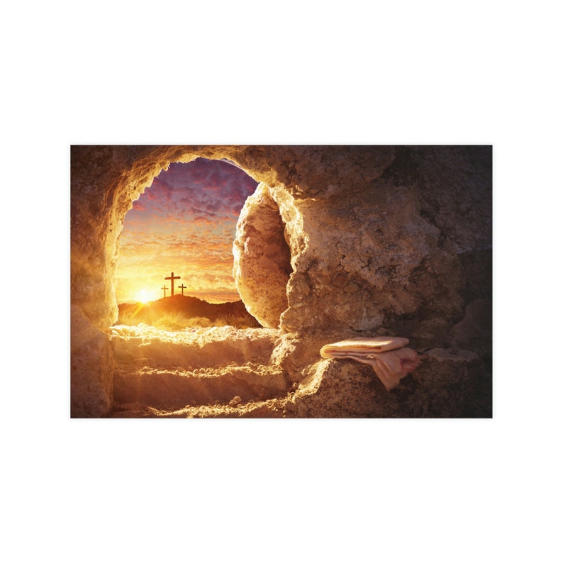 The Empty Tomb Matte Poster| Jesus Resurrection Print, He has Risen Poster, Christian Easter Poster, Jesus Resurrection Poster image 4