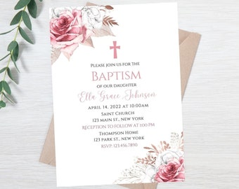 Baptism invitation-baptism invitation girl-baptism invitation digital-baptism invitation template-baptism invitation floral