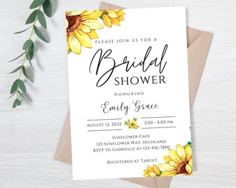 Sunflower Bridal Shower invitation template-sunflower bridal shower invite-instant download
