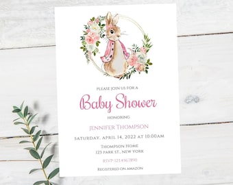 Invito per baby shower di Peter Rabbit - download immediato