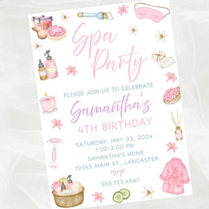 Editable spa party birthday invitation-spa day party invite-pamper birthday invitation-instant download