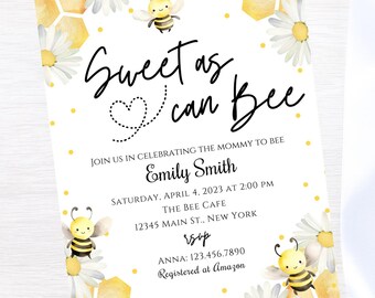 Editable Bee Baby Shower invitation-instant download