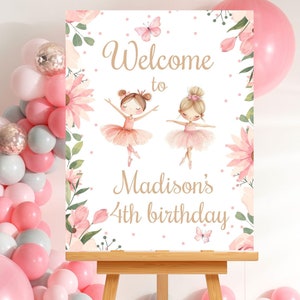 Editable ballerina birthday welcome sign-welcome party poster-instant download