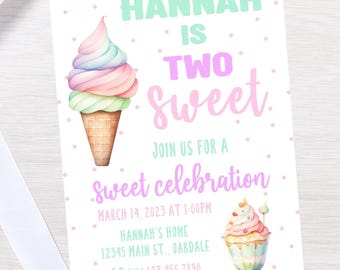 Editable ice cream birthday invitation-ice cream party invite-instant download
