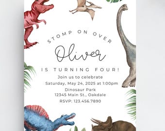 Editable Dinosaur birthday invitation-instant download