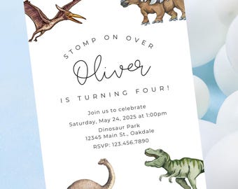 Editable Dinosaur birthday invitation-instant download