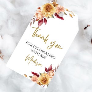 Fall floral thank you tags-fall theme favor tag-editable-Instant Download