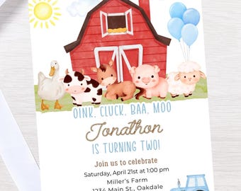 Editable Farm Birthday invitation-instant download
