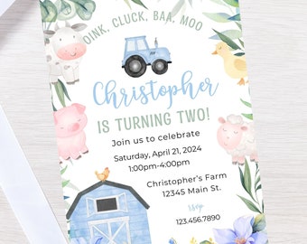 Editable Farm Birthday invitation-farm party invite-barnyard animal invitation