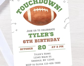 Editable football birthday invitation-Instant Download