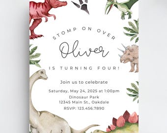 Dinosaur birthday invitation template-instant download