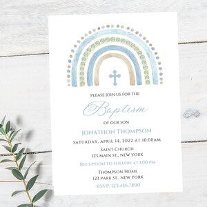 Rainbow Baptism invitation-rainbow christening invitation-instant download