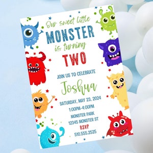 Editable Monster birthday invitation-monster party invite-instant download