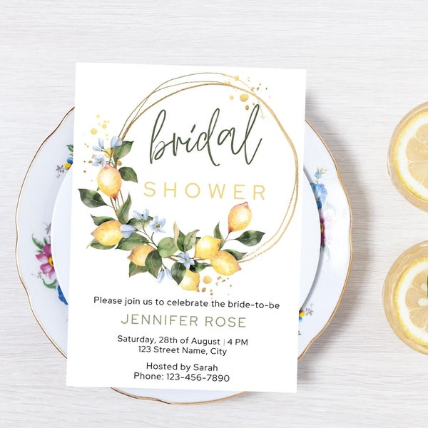 Lemon Bridal Shower invitation-lemon invitation-bridal shower lemon invite-lemon theme bridal shower invitations-bridal shower invite lemon