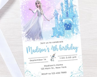 Frozen Birthday Invitation | Magical Frozen Party Invite | Editable Template | Anna & Elsa | Kids Birthday Celebration