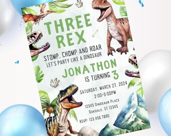 Editable Dinosaur birthday invitation-instant download