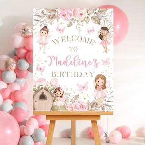 Editable fairy birthday welcome sign-birthday welcome sign-instant download