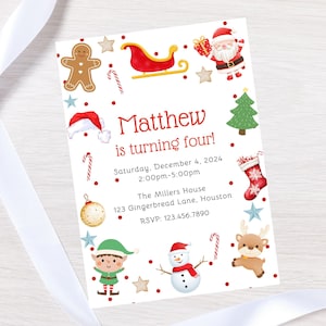 Christmas Birthday Invitation template-christmas birthday invite-instant  download