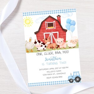 Farm Birthday invitation-farm birthday invite-barn animal invitation-instant download