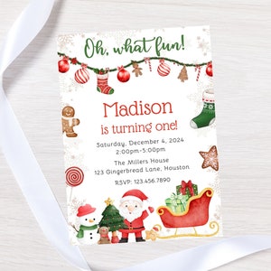 Christmas Birthday Invitation template-christmas birthday invite-instant download
