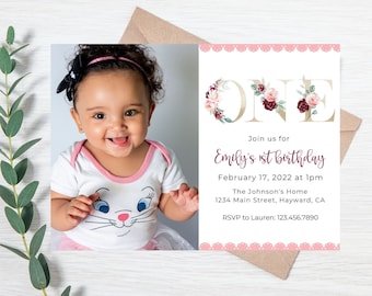Birthday photo invitation editable-instant download