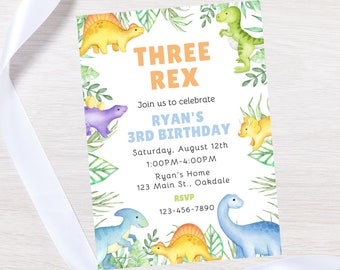 Dinosaur birthday invitation template-instant download