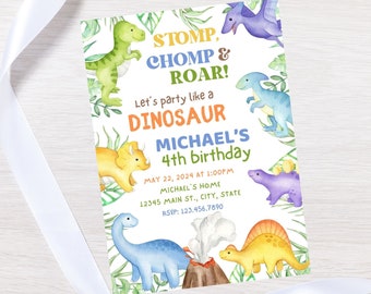 Editable Dinosaur invitation template-instant download