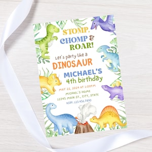 Editable Dinosaur invitation template-dinosaur birthday invite-instant download