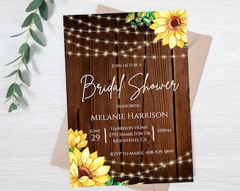 Editable Sunflower Bridal Shower invitation-instant download