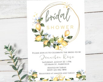 Lemon Bridal Shower invitation-bridal shower lemon invite-instant download