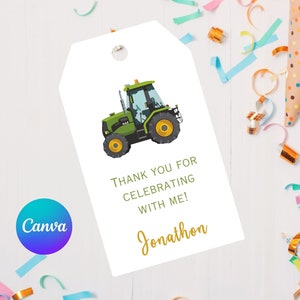 Editable tractor thank you tag-birthday thank you tags-favor tags-instan download