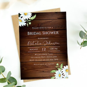 Daisy bridal shower invite template-rustic daisy invite-bridal shower invites-instant download