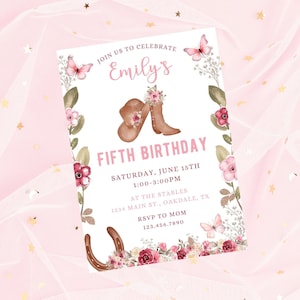 Editable Cowgirl Birthday invitation-cowgirl party-rodeo party theme-instant download