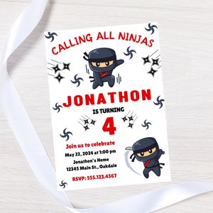 Editable ninja birthday invitation template-ninja party invitation-boy birthday-instant download