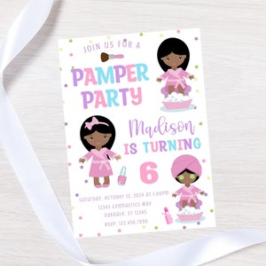 Editable pamper party birthday invitation-spa day party invite-instant download