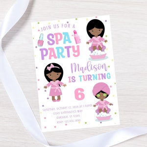 Editable spa birthday invitation-girls spa party-pamper party invitation-instant download