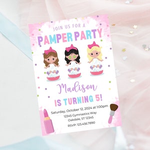 Editable pamper party birthday invitation-spa day party invite-pamper birthday invitation-instant download
