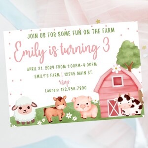 Farm Birthday invitation-farm birthday invite-barn animal invitation-instant download