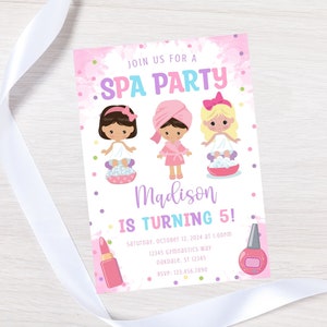 Editable spa birthday invitation-pamper party birthday invite-instant download