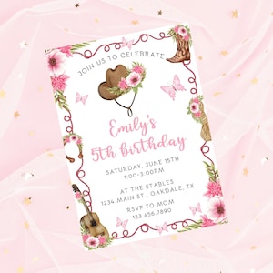 Editable Cowgirl Birthday invitation-rodeo birthday party-cowgirl invitation-instant download